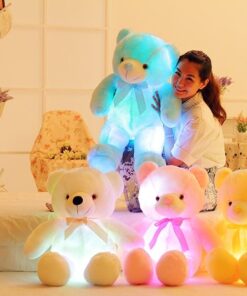 Creative Light Up LED Teddy Bear Stuffed Animals Plush Toy Colorful Glowing Christmas Gift For Kids Pillow